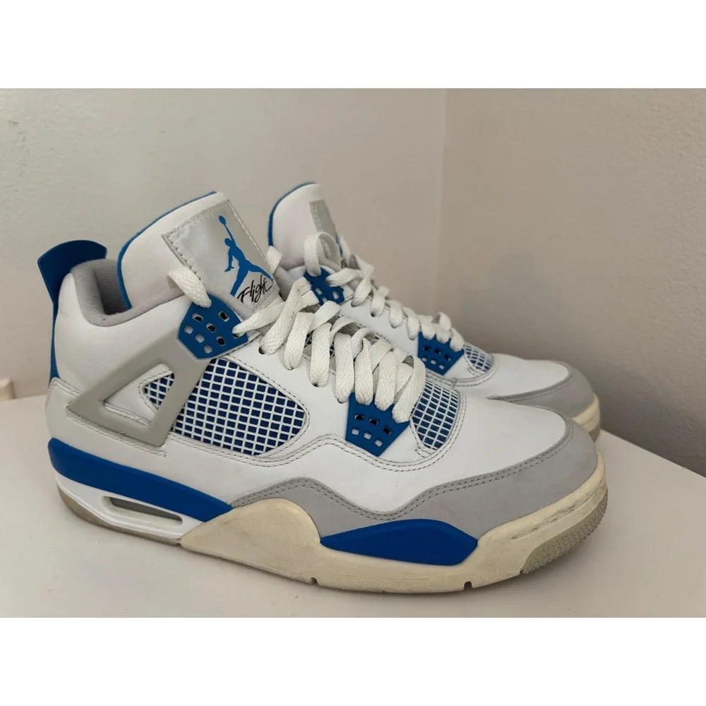 Air Jordan 4 Retro Military Blue 2012 White Grey 308497-105 Mens Size 9